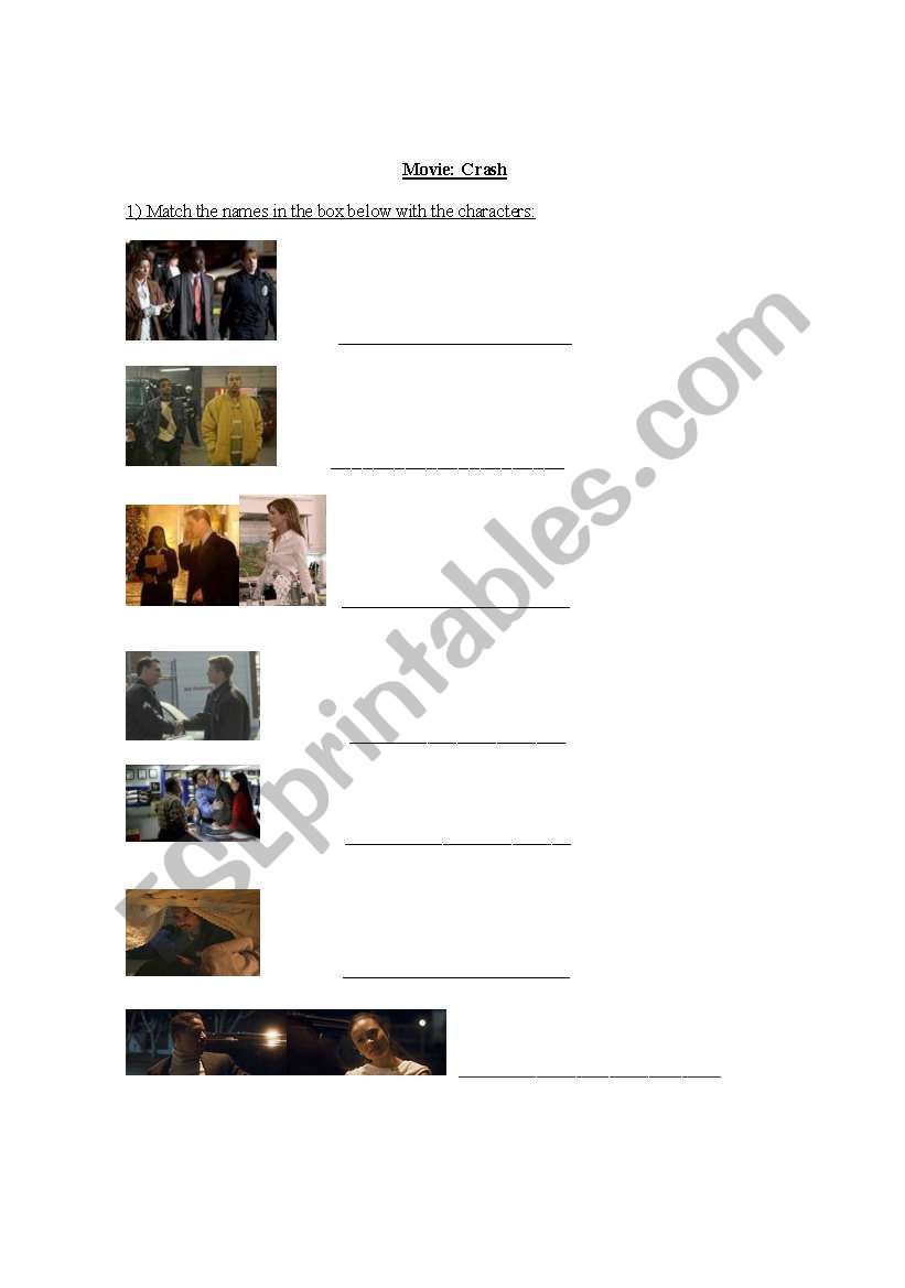 Movie Crash worksheet