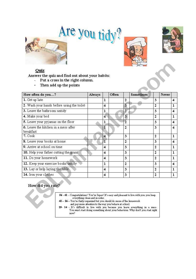 Daily Habits worksheet