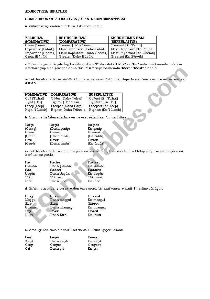 Adjectives worksheet