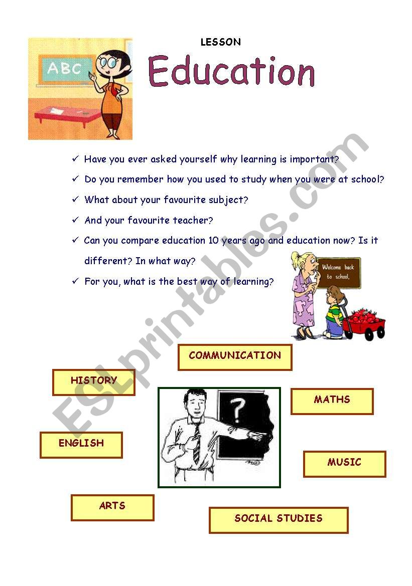 Education items! (4 pages) worksheet