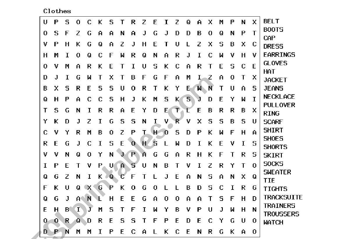 clothes worksheet