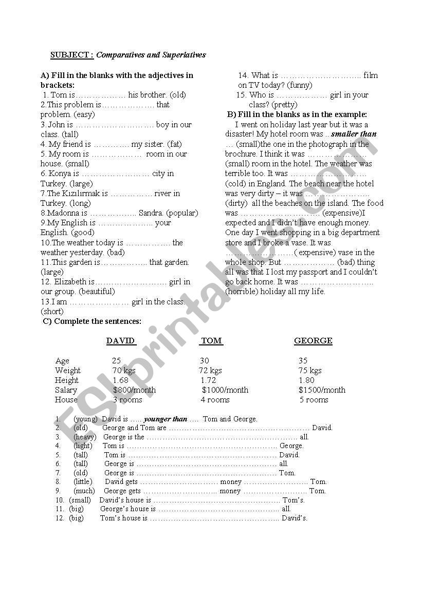 adjectives worksheet