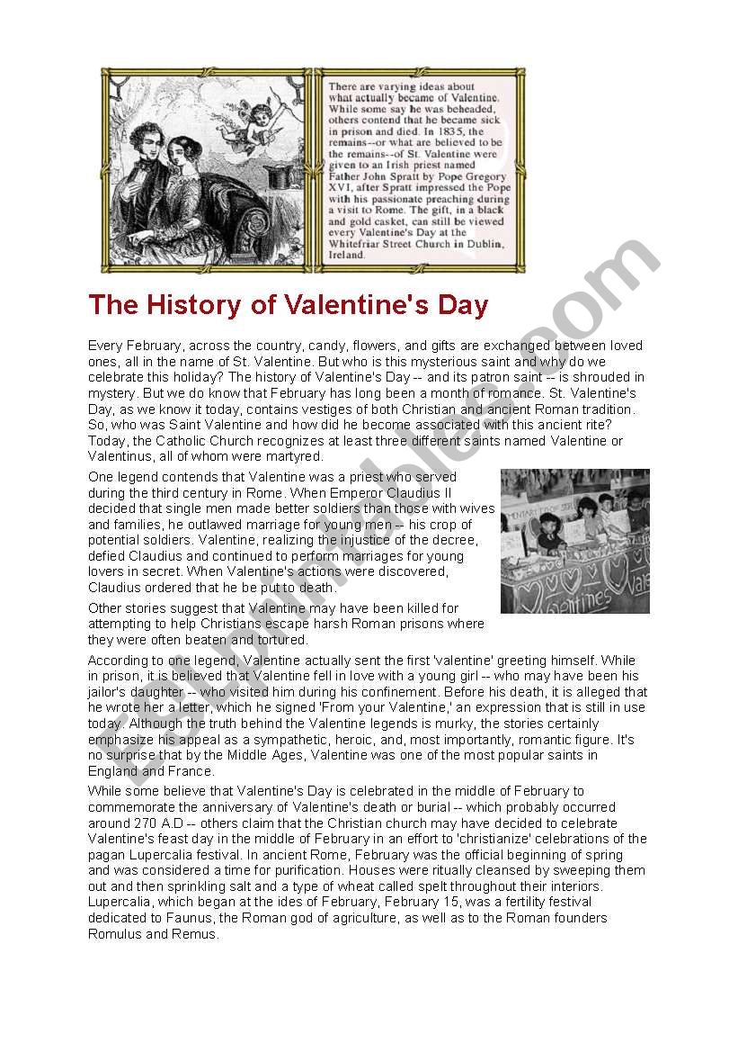 St Valentines Day worksheet