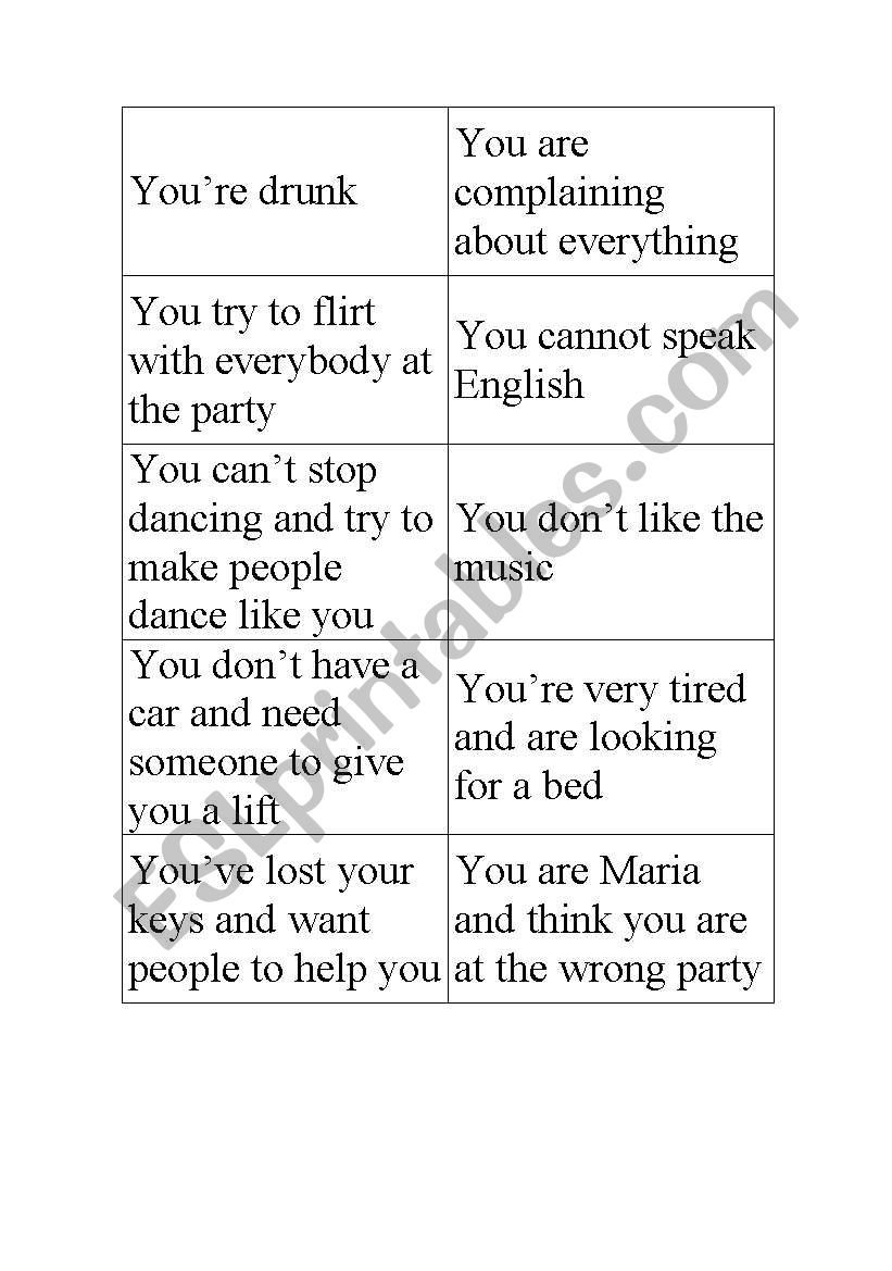 At the Party worksheet
