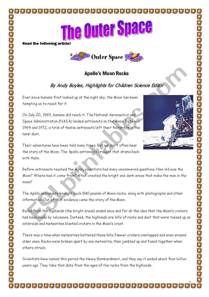 The Outer Space  worksheet