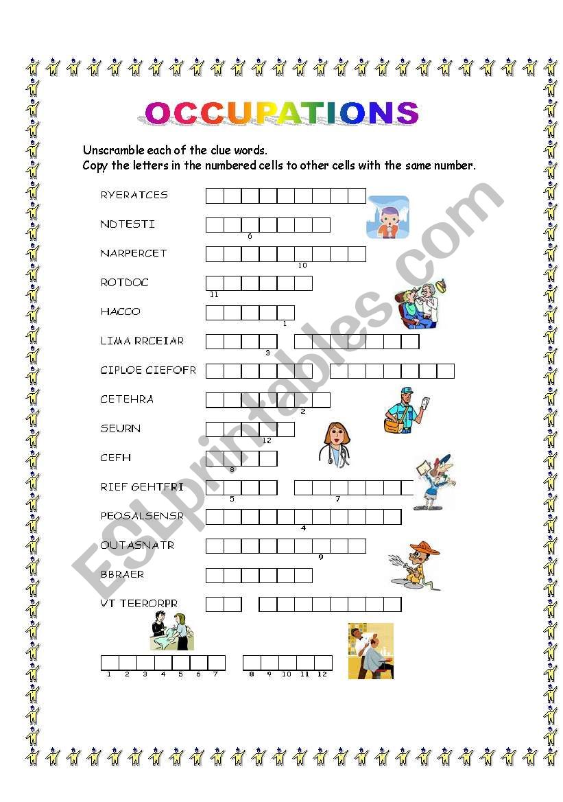Occupations worksheet