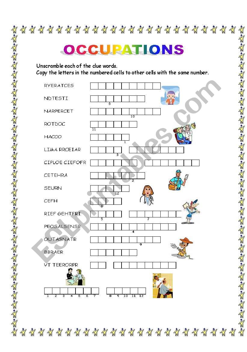 Occupations worksheet