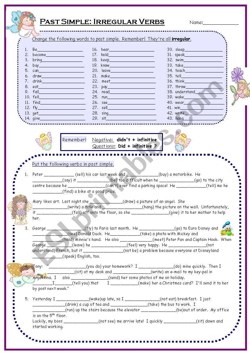 Past Simple: Irregular Verbs worksheet