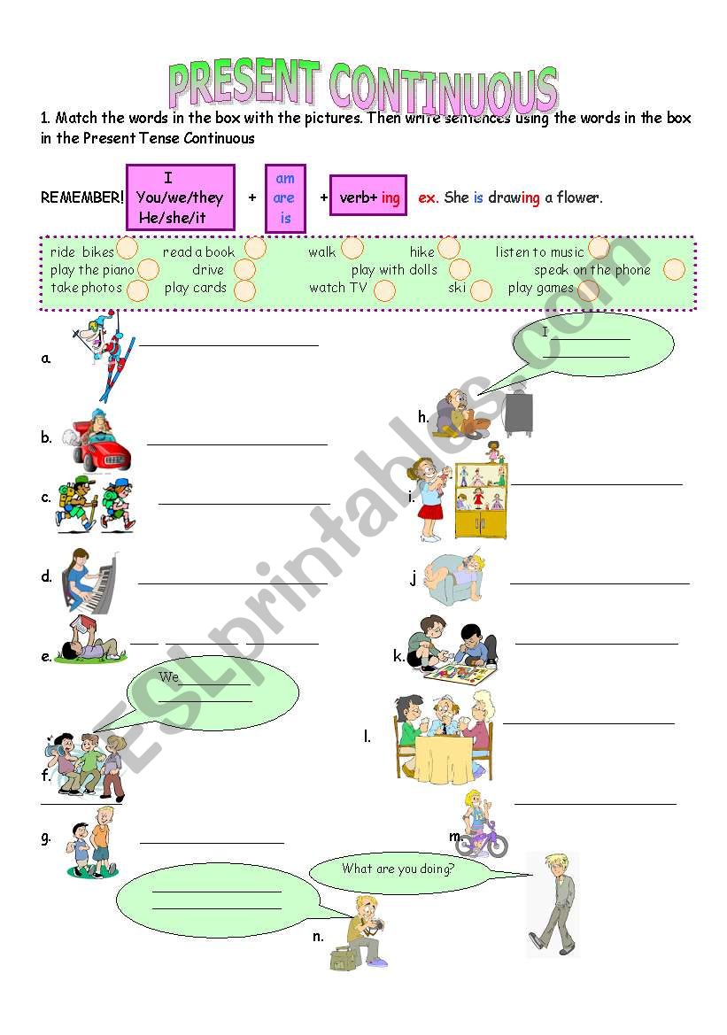 present continuous worksheet