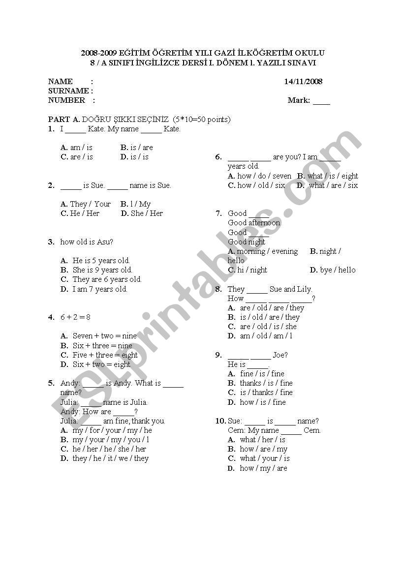 EXAM worksheet