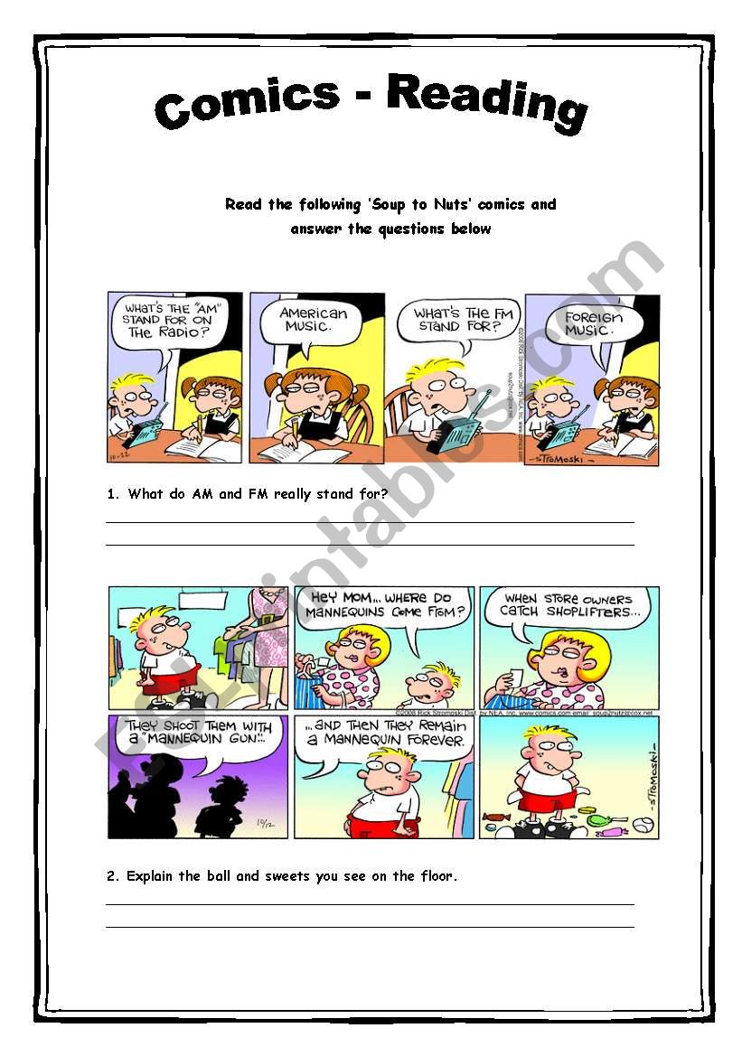 Comics - Reading Activity 4 worksheet