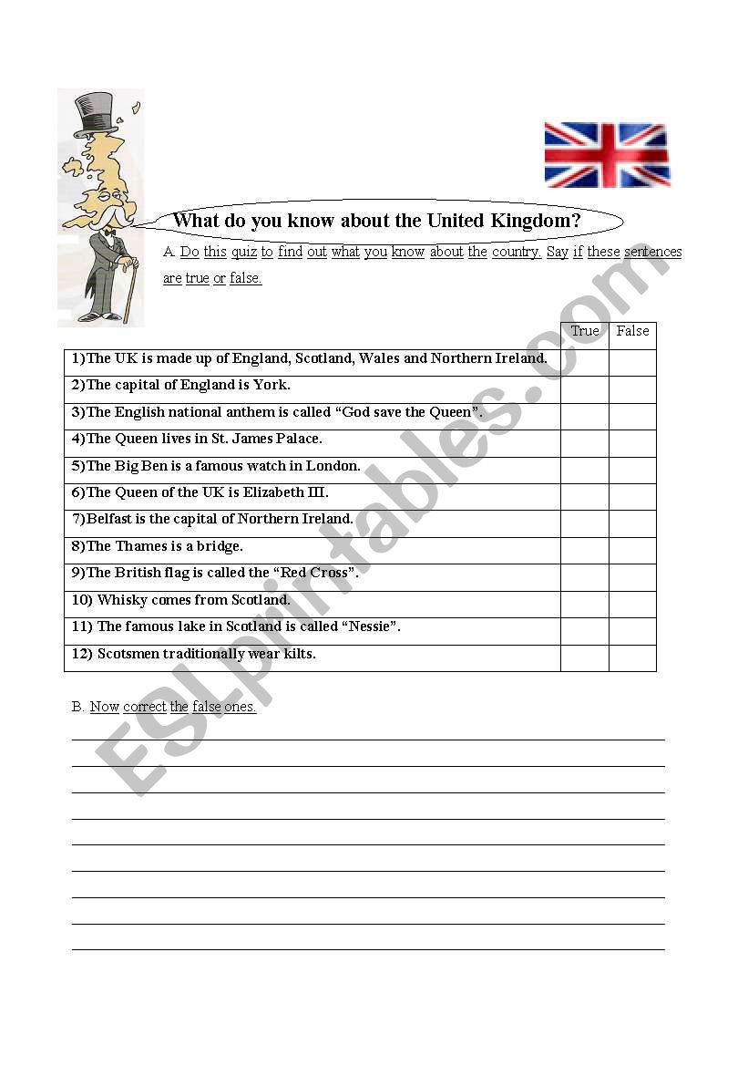 UK and USA facts worksheet