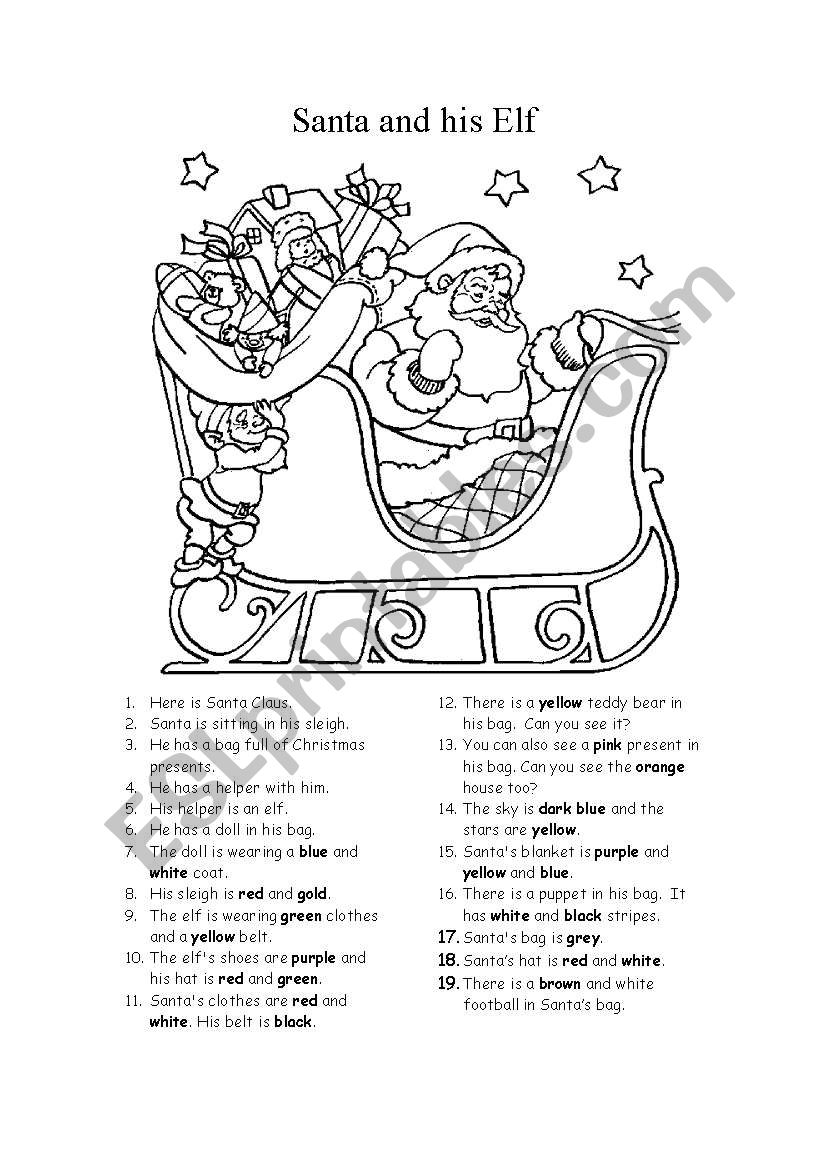 Santa and his Elf worksheet