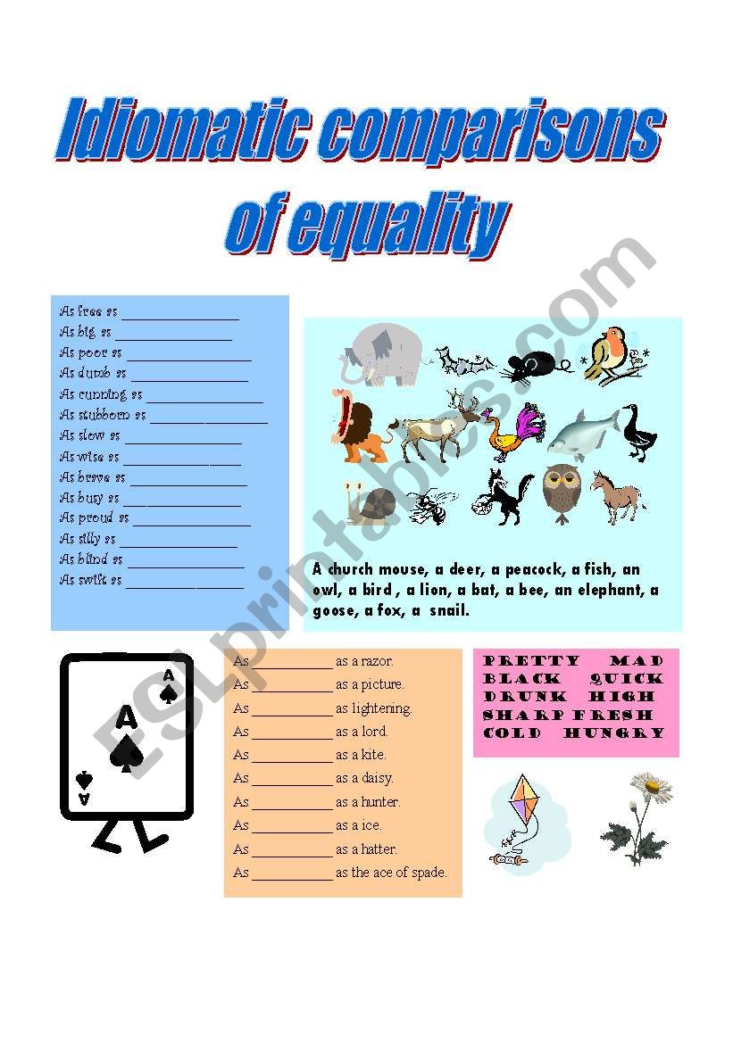 Comparisons with IDIOMS worksheet