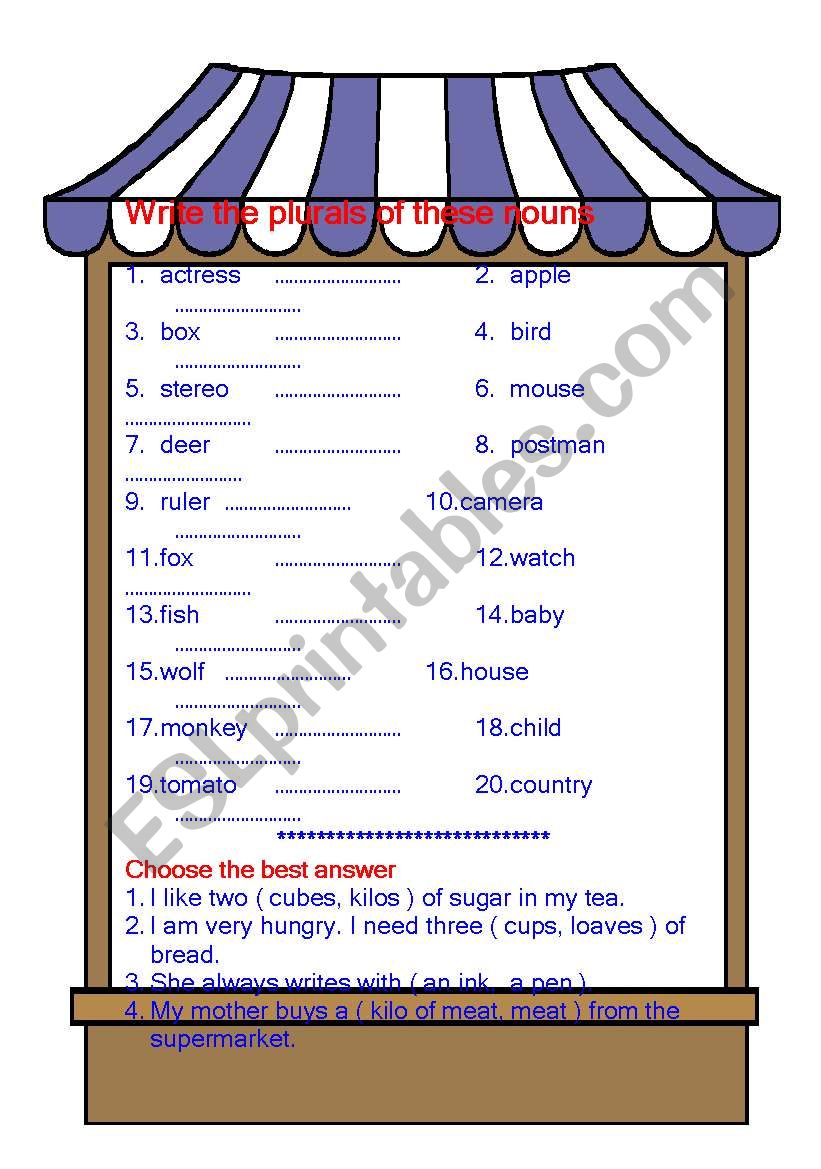 Nouns worksheet