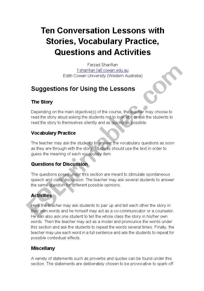 speaking lesson worksheet