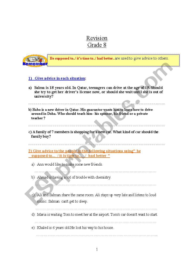 Giving Assumption  worksheet