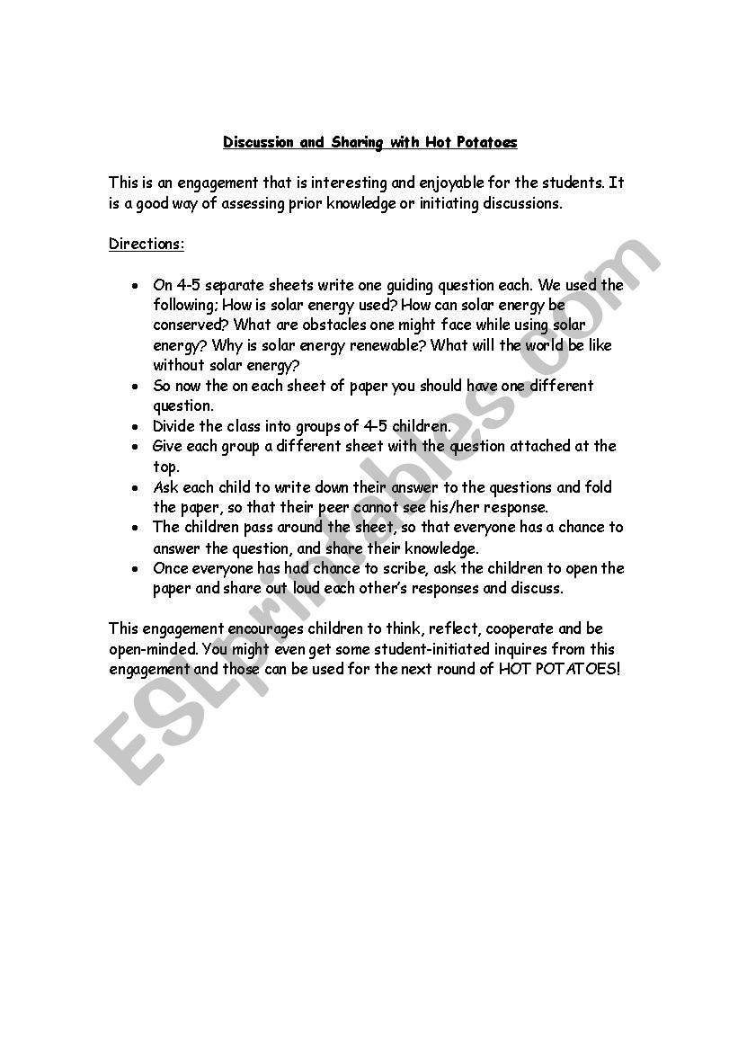 teaching idea worksheet