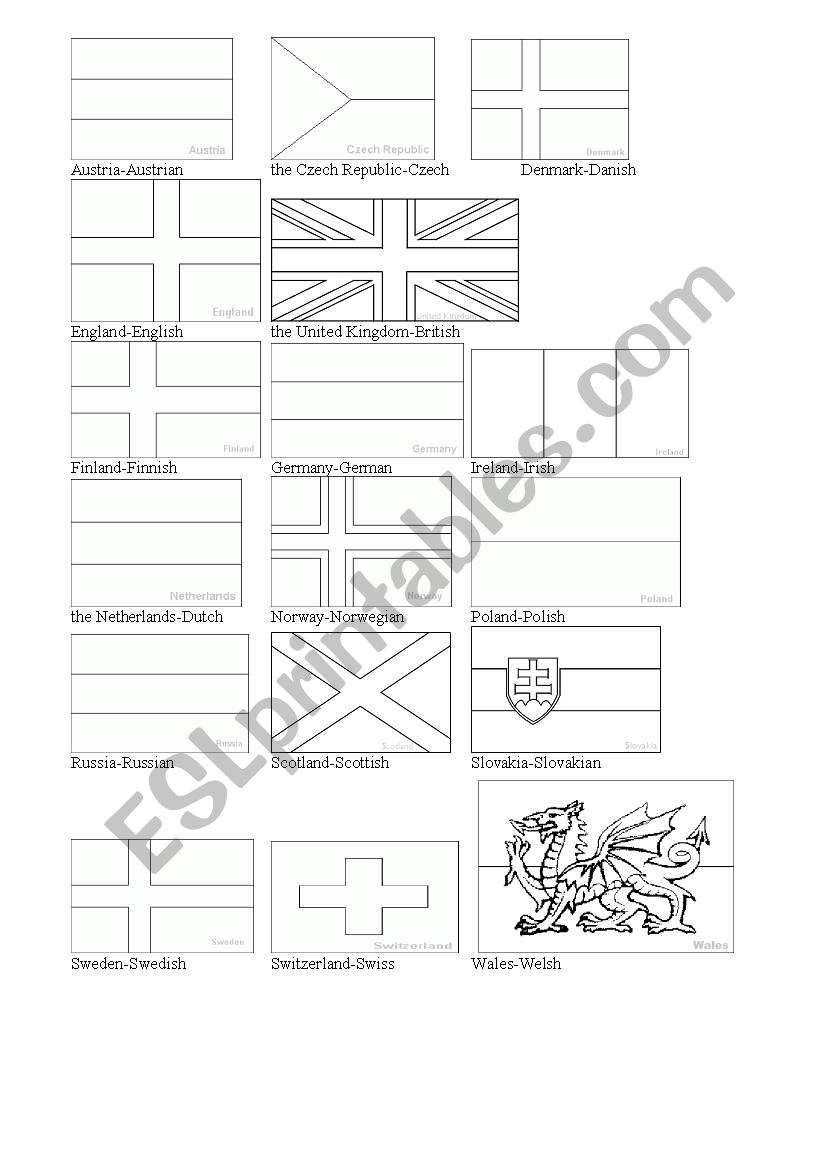 Flags of the world worksheet