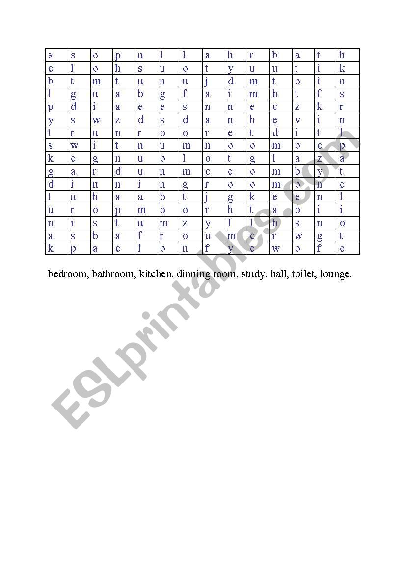 Rooms worksheet