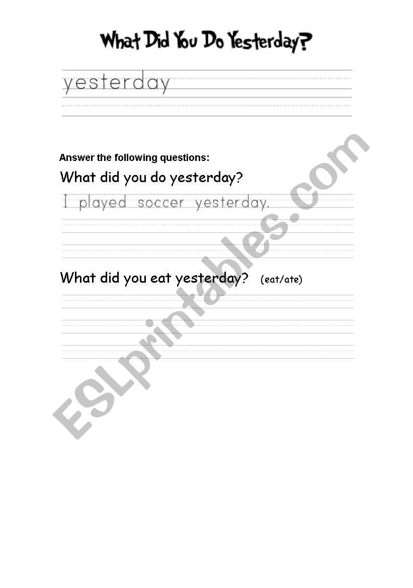 past tense worksheet