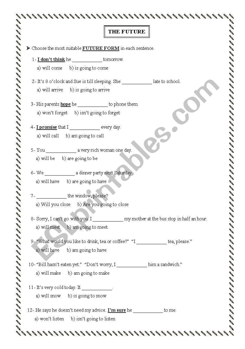 The future worksheet