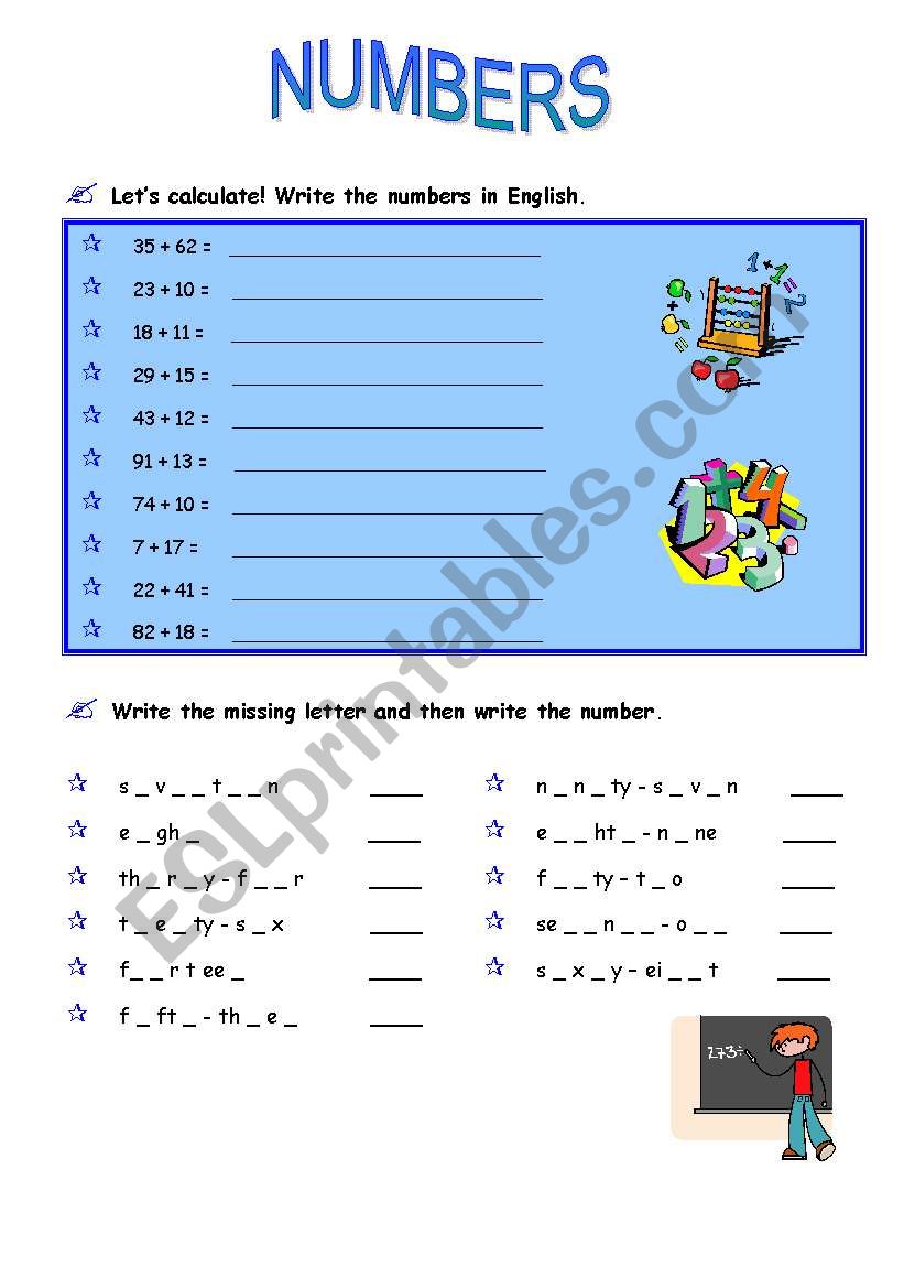 Numbers worksheet