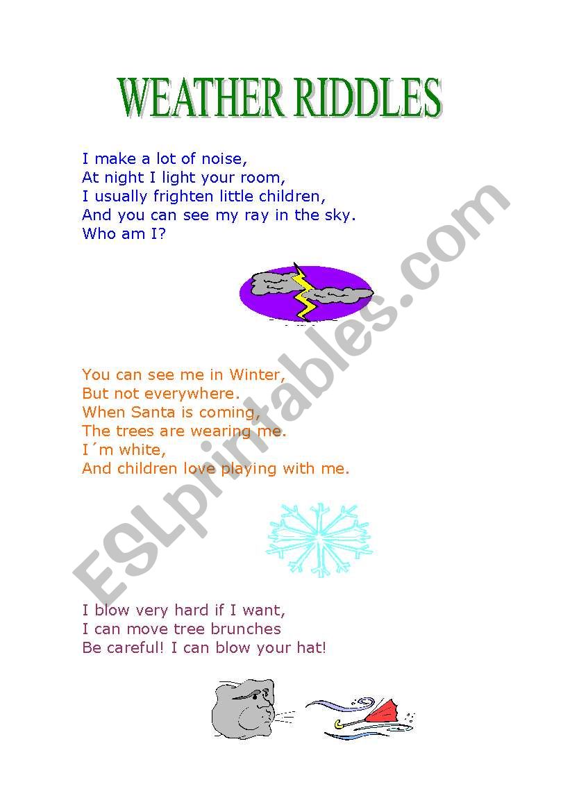 Weathere riddles worksheet