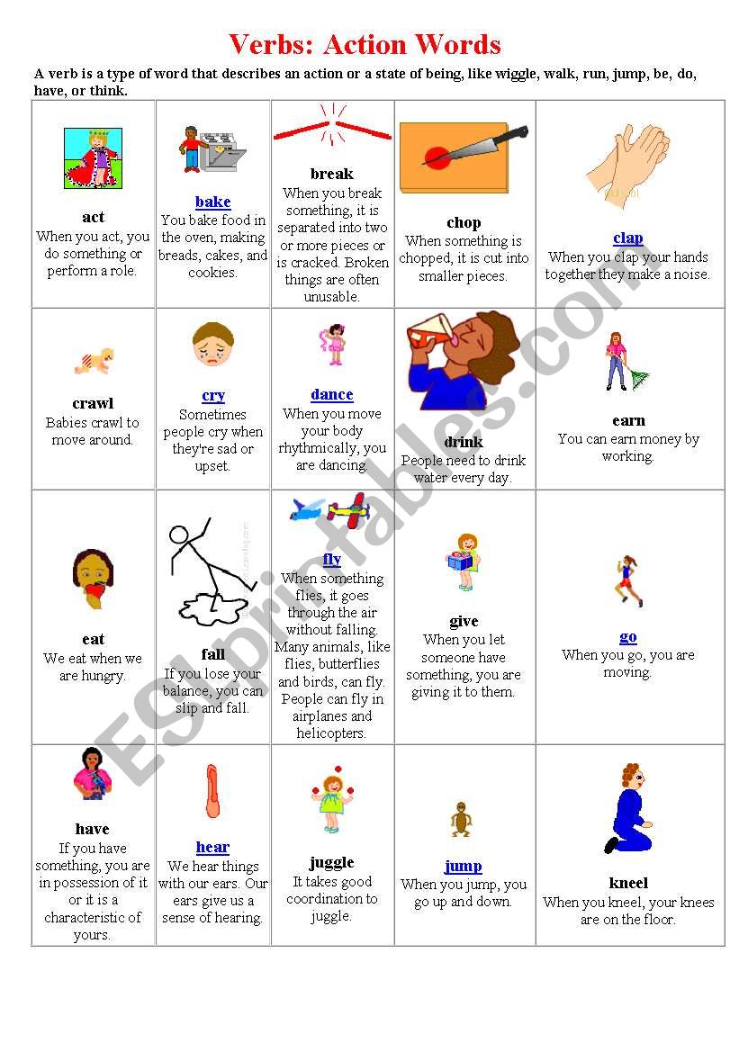 dictionary for the verbs worksheet