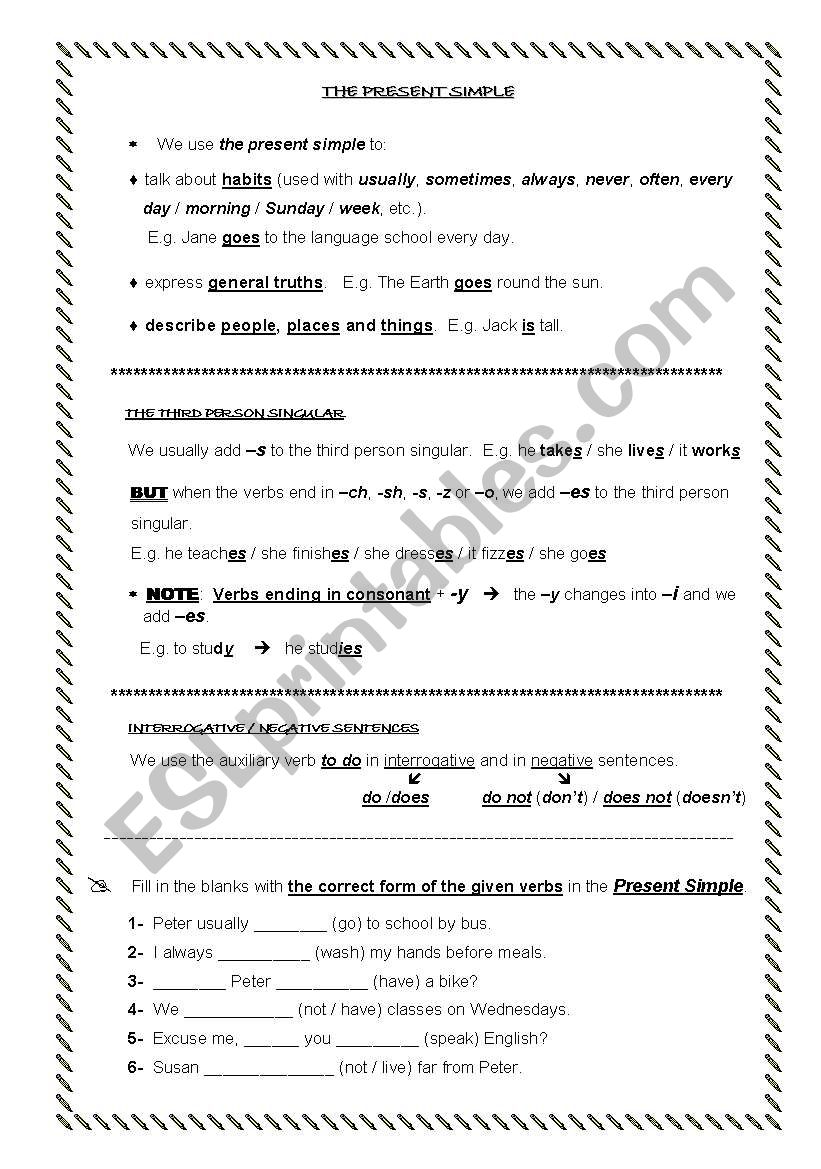 Present Simple worksheet