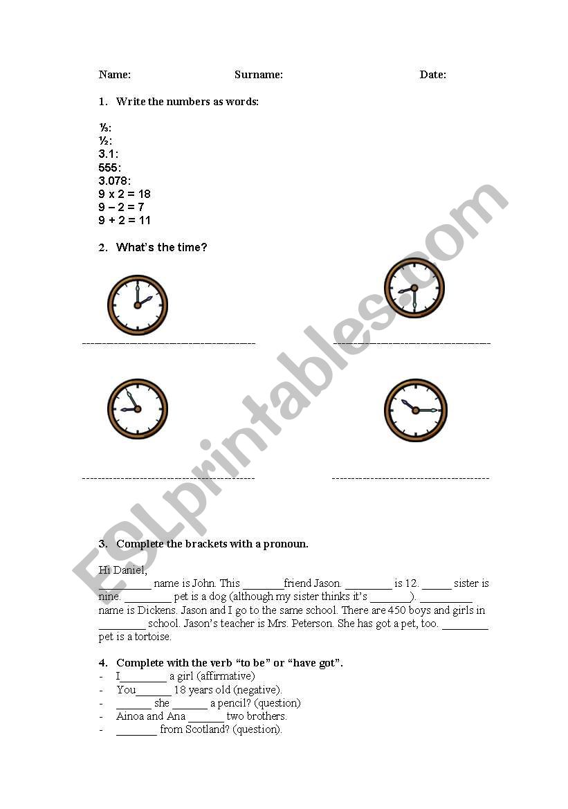 numbers, time, articles, description...
