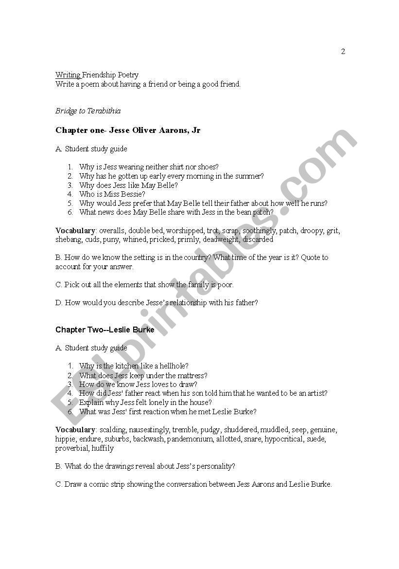 Bridge To Terabithia Esl Worksheet By Belusa Bridge To Terabithia Esl Worksheet By Belusa