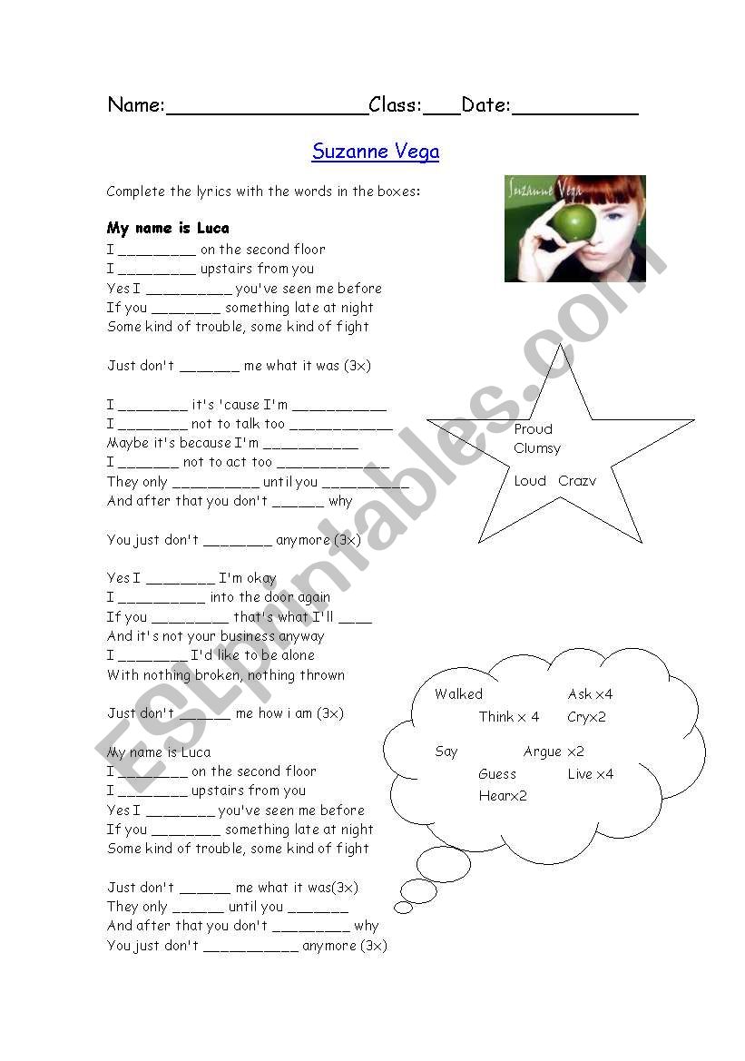 My name is Luca worksheet