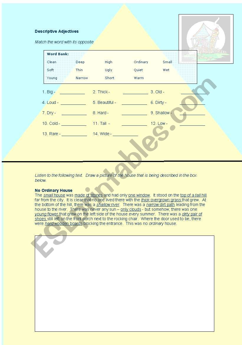 No Ordinary House - Descriptive Adjectives Interactive Drawing Activity