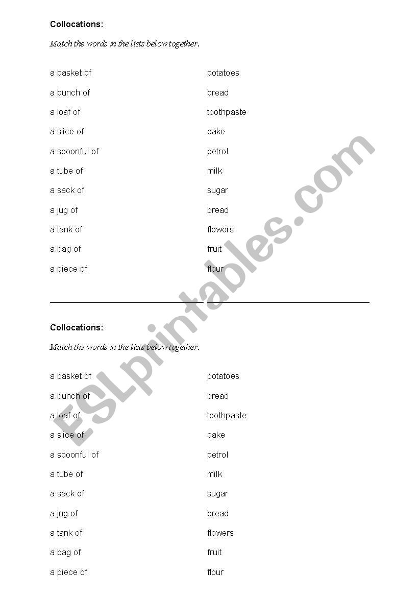 Collocations worksheet