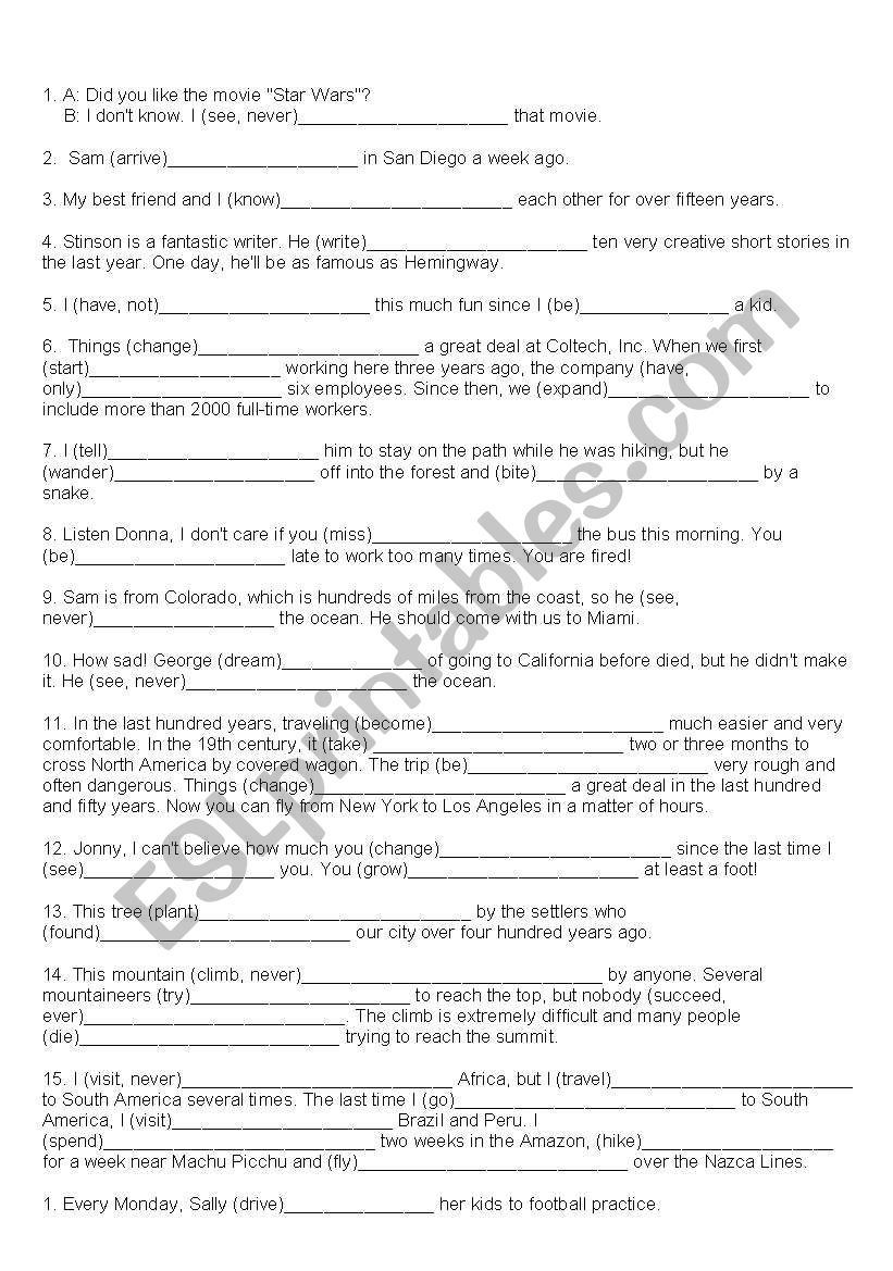 Grammar - past simple, present perfect