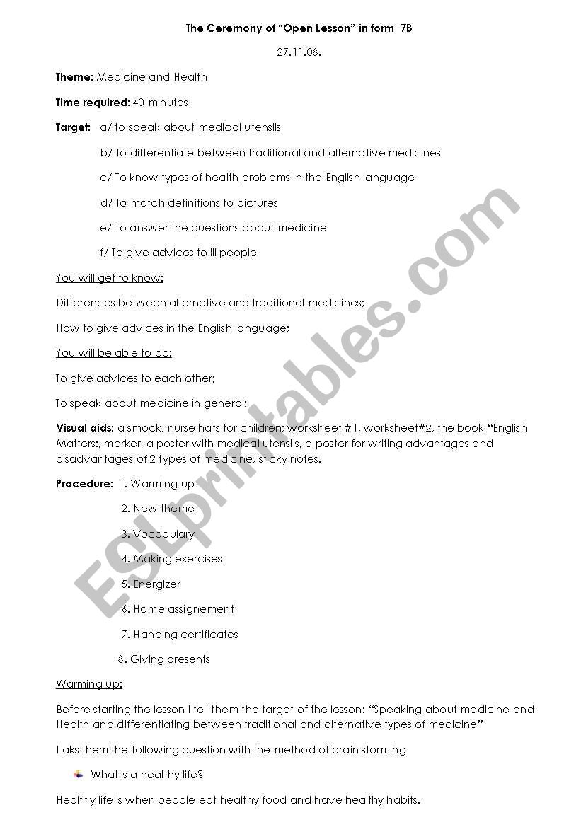 Ceremony of Open Lesson worksheet
