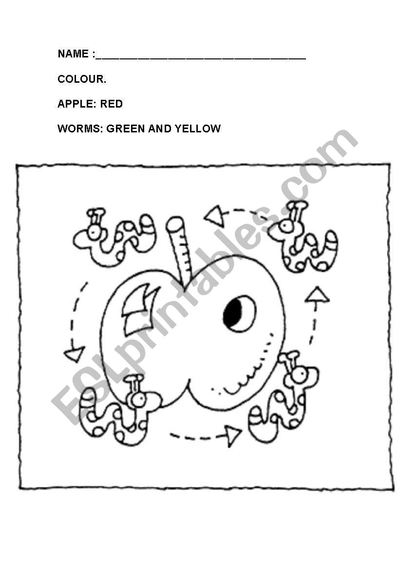 COLOUR THE APPLE worksheet