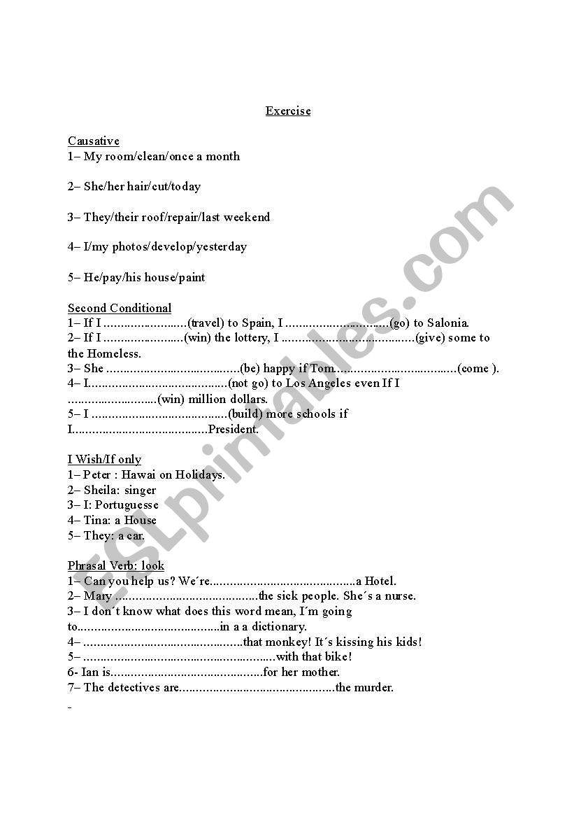 Exercise worksheet