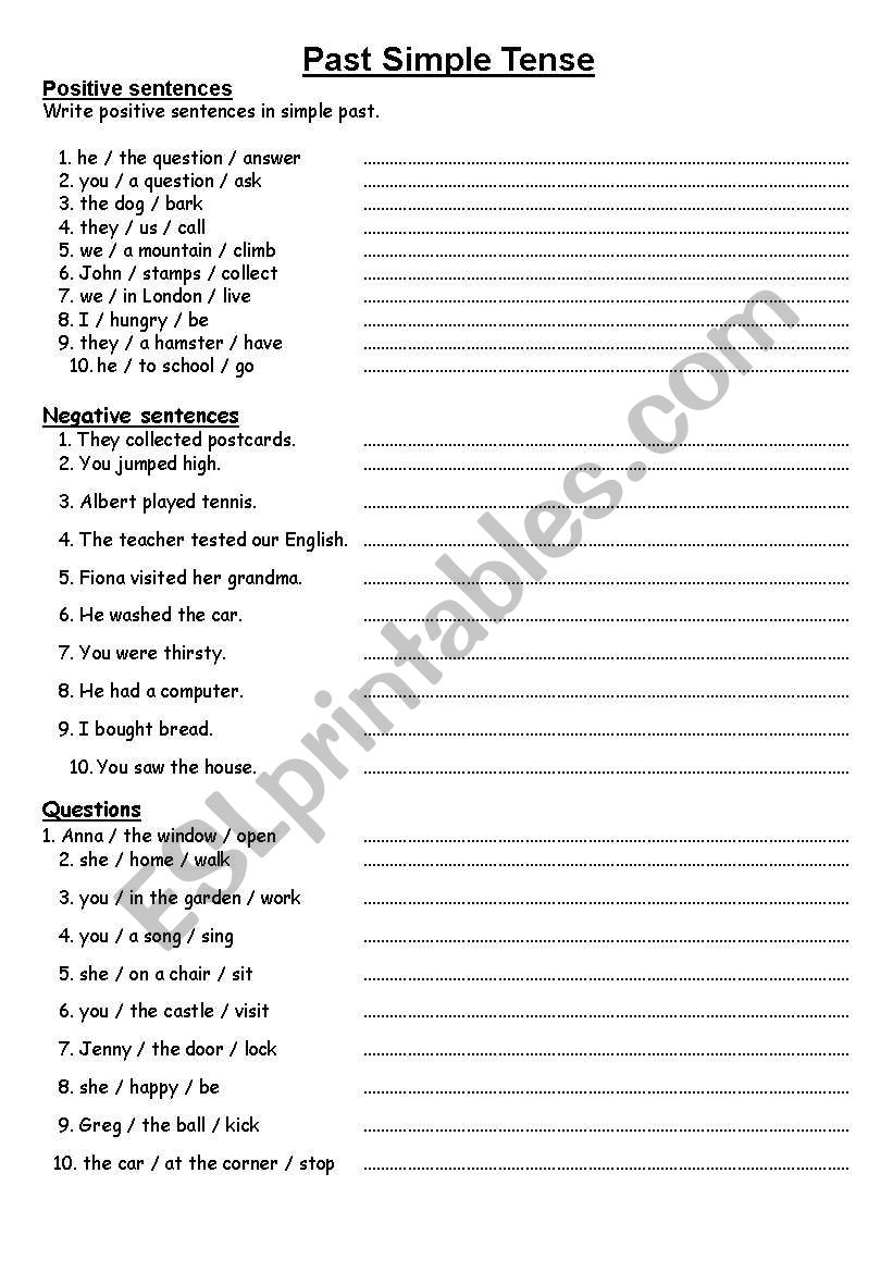 Past Simple Tense worksheet