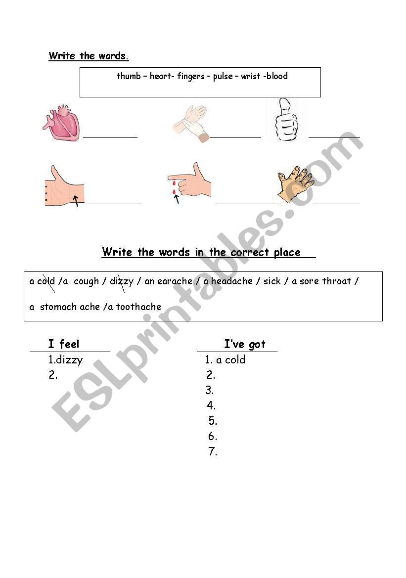 health worksheet