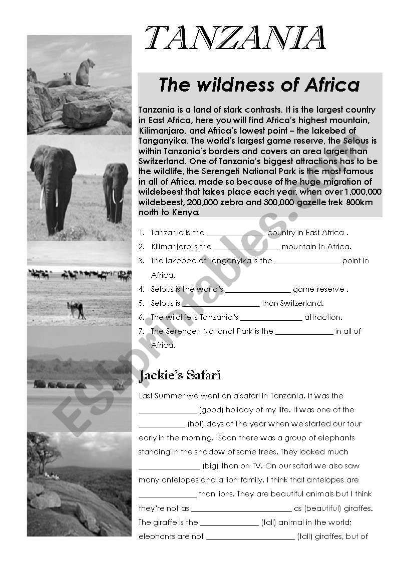 Tanzania - CLIL  comparison worksheet