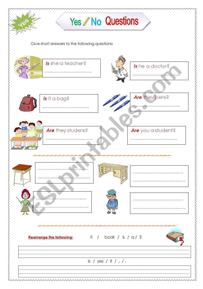 Yes No Questions With Verb Be affirmative ESL Worksheet By Portrait