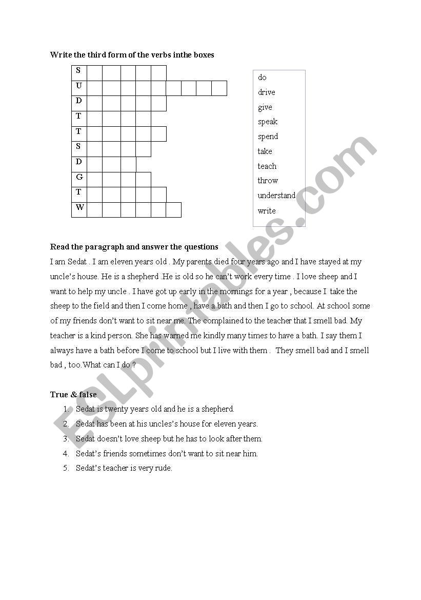 perfect tense worksheet