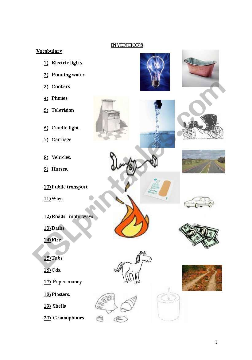 INVENTIONS worksheet