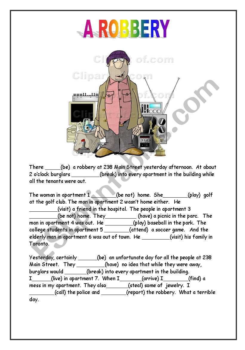 A ROBBERY worksheet