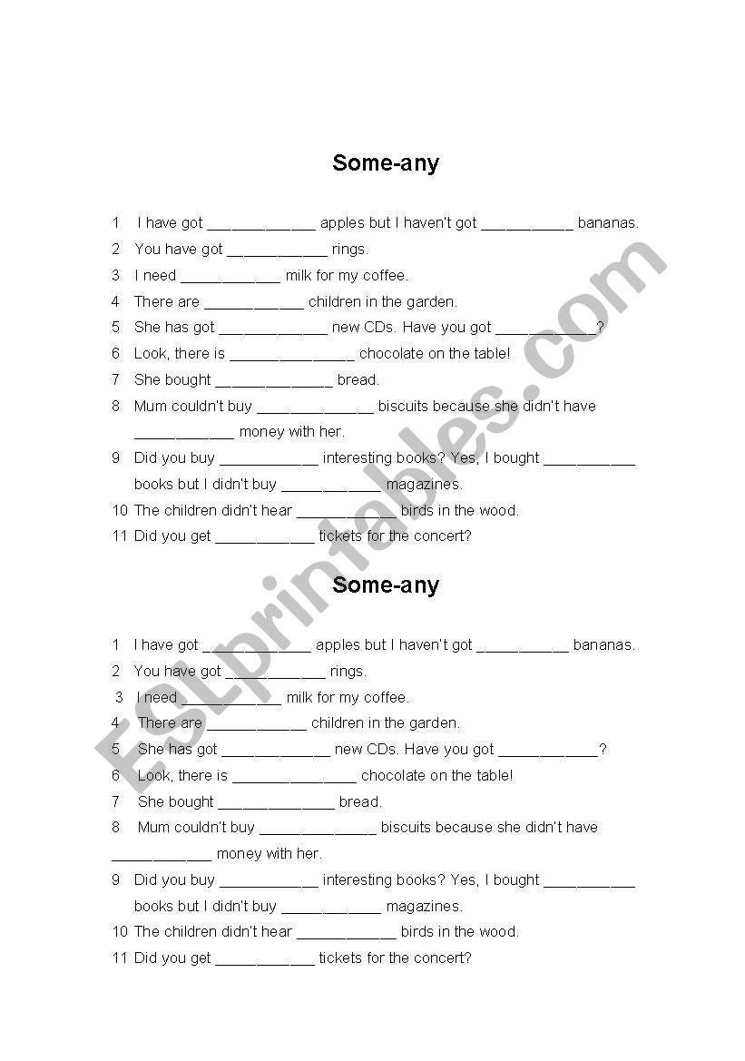 some or any worksheet