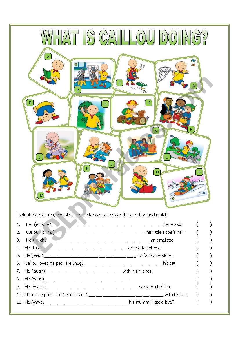 What is Caillou doing? worksheet