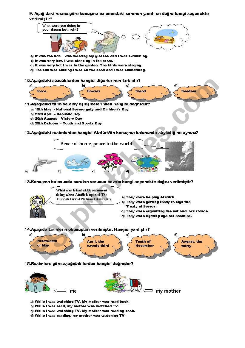 TEST FOR 8TH GRADE (2008-2009,1.TERM 2. EXAM) (B)