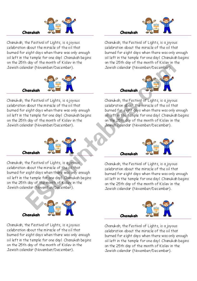 Hanukka explanation worksheet
